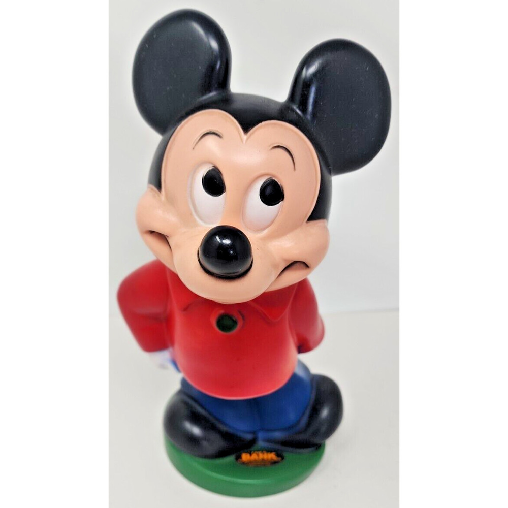 Vintage Mickey Mouse Coin Piggy Bank by Play Pal Plastics Walt Disney U154